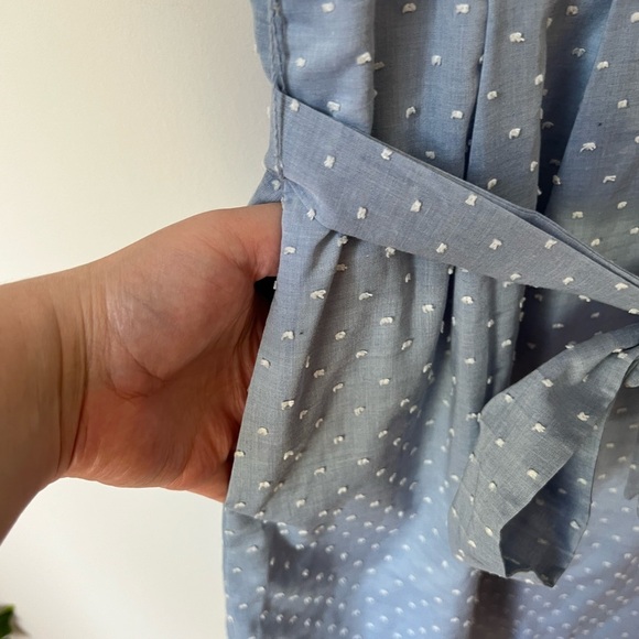 Anne Klein clipdot polka dot pale blue light summer sleeveless dress - Picture 4 of 7